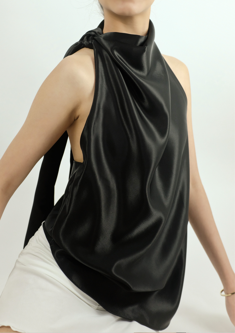 KAREN HIGH NECK TOP // BLACK