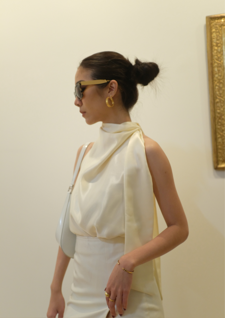 KAREN HIGH NECK TOP // WHISPER WHITE